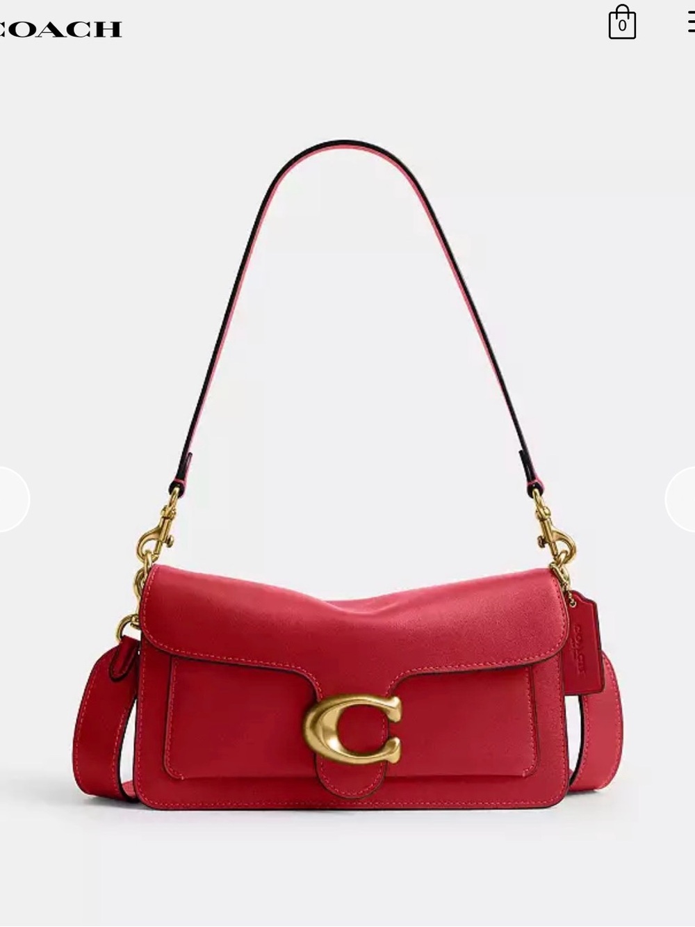 Coach Poppy Red Leather Tabby 26 Shoulder Bag
